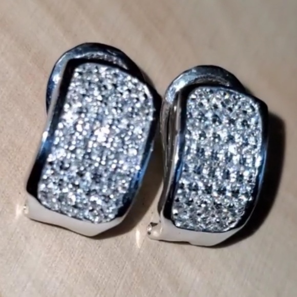 Gorgeous 2.6 tcw Pave Diamond Earrings Omega back closure. Like New $2800 - Picture 5 of 16